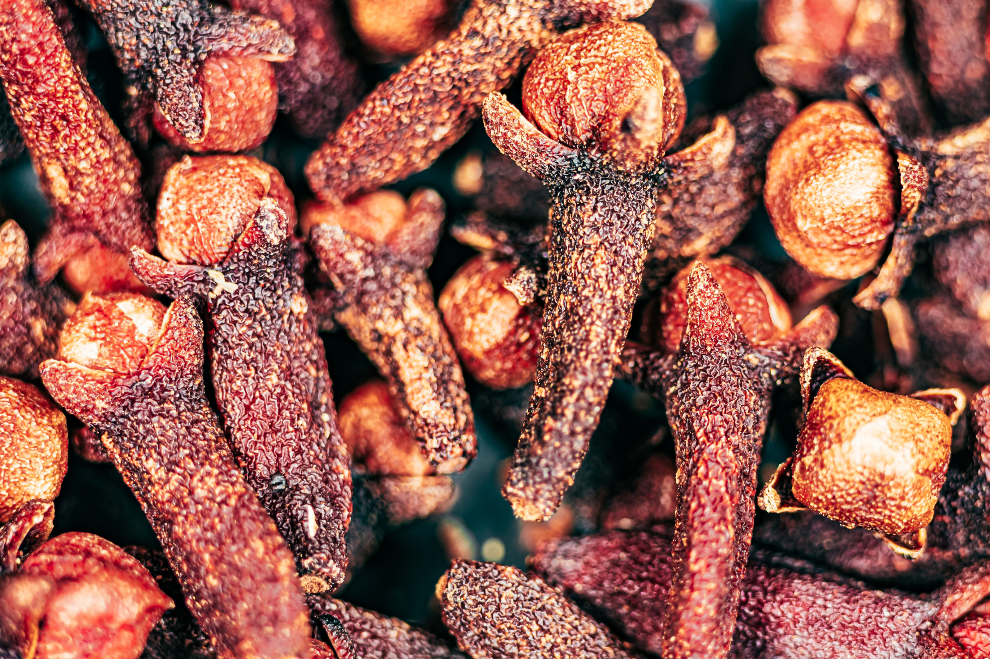 A close-up of dried clove spices, one of Zanzibar signature exports.